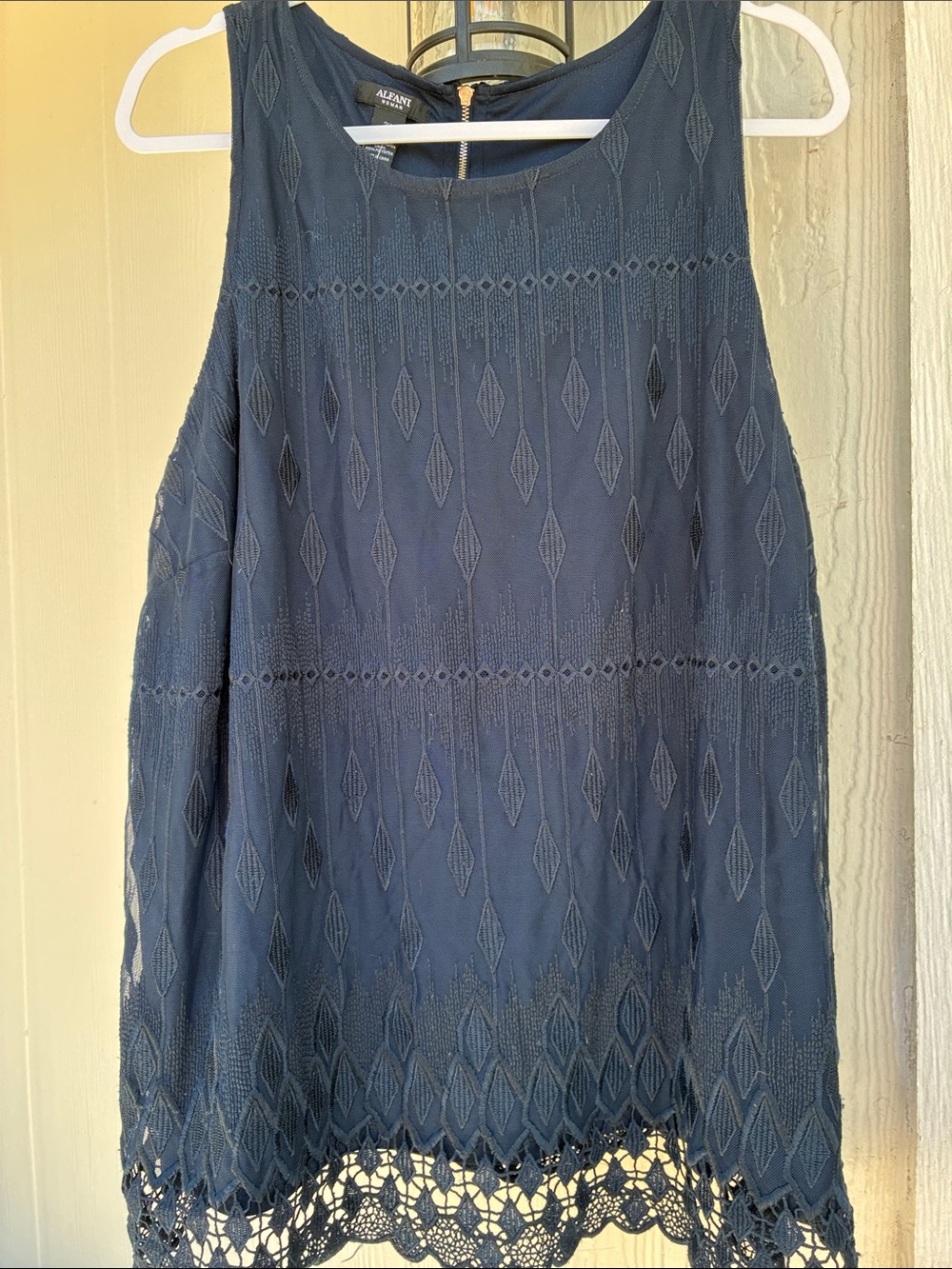 Alfani Plus Size Sleeveless Blouse Navy Blue